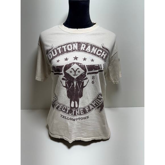 Dutton Ranch Protect The Zfamily Yellowstone Graphic Tee Sz S Flaws - Picture 1 of 7